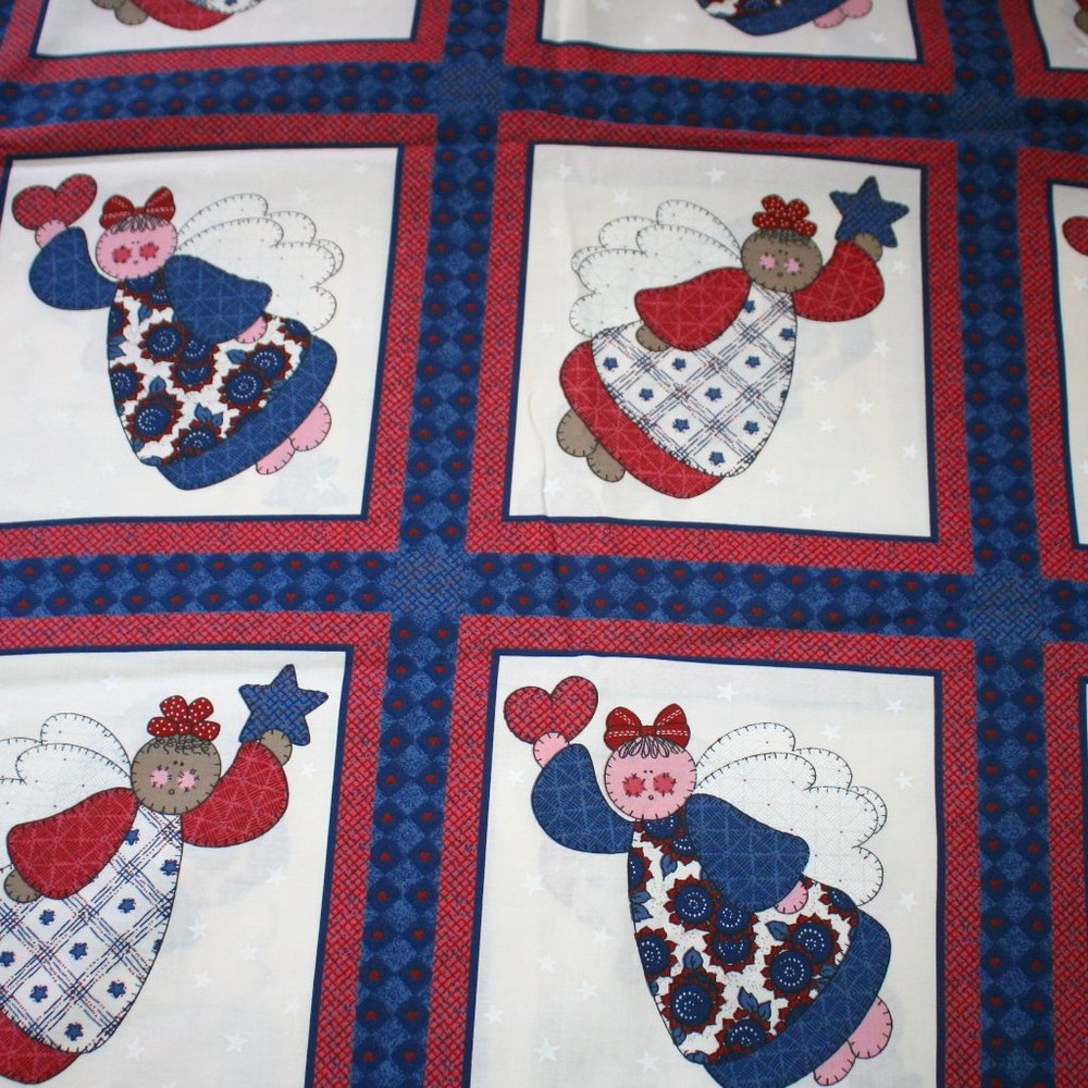 FABRIC #1203 - Cotton - Quilt Blocks - Angels Holiday Christmas Theme - 2 yds